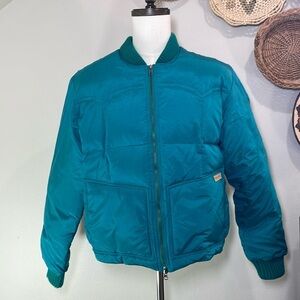 Powder River Outfitters by Panhandle Slim Puffer Coat Teal Turquoise Blue Medium